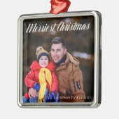 メリーエレガントChristmas White Script Photo メタルオーナメント (左)