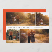 メリーオールザウェイ 4枚の写真を飾れるクリスマスカード 招待状 (正面/裏面)