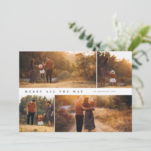 メリーオールザウェイ 4枚の写真コラージュクリスマスカード 招待状 (スタンド正面)