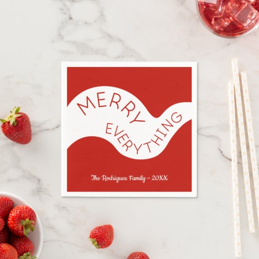 メリーオールデイレッドホワイトカーブホリデーパーティー スタンダードカクテルナプキン (インサイチュ)
