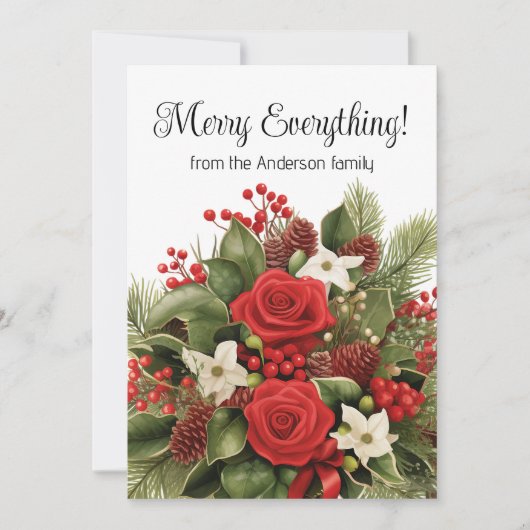 メリーオールホリデーレッドホワイトフローラグリーンリー シーズンカード (正面)