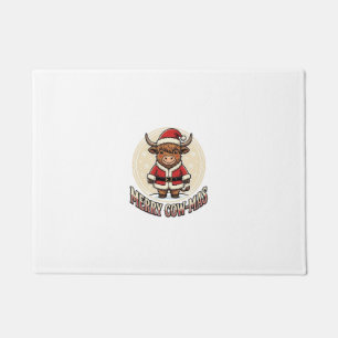 メリーカウマス ハイランドカウ クリスマスTシャツ デザイン_1 ドアマット