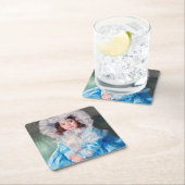 メリーカサット、マーゴットインブルー スクエアペーパーコースター (インサイチュ)