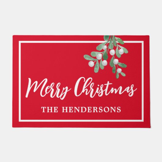 メリーカスタマイズクリスマス赤い休日 ドアマット (正面)
