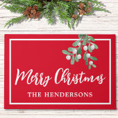 メリーカスタマイズクリスマス赤い休日 ドアマット