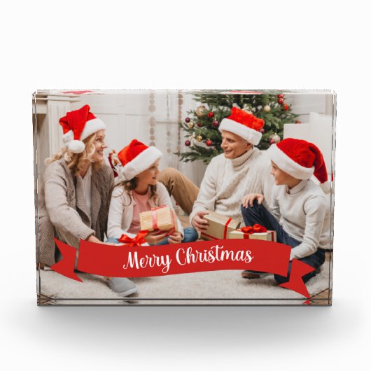 メリーカスタムクリスマスと家族の写真ブロック フォトブロック (正面)