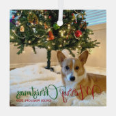 メリーカスタムクリスマスのペット写真美犬 ガラスオーナメント (裏面)