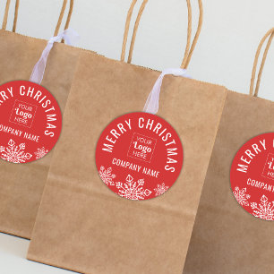 メリーカスタムクリスマスのロゴ会社名レッド ラウンドシール