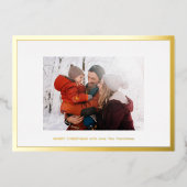 メリーカスタムクリスマスの写真ミニマル枠金ゴールド 箔シーズンカード (正面)