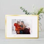 メリーカスタムクリスマスの写真ミニマル枠金ゴールド 箔シーズンカード (立ち正面)