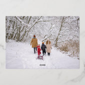 メリーカスタムクリスマスの写真ミニマル枠金ゴールド 箔シーズンカード (裏面)