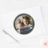 メリーカスタムクリスマス写真マウスキング&クイーン ラウンドシール (封筒)