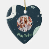 メリーカスタムクリスマス写真雪，パステル，ハート セラミックオーナメント (右)