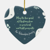 メリーカスタムクリスマス写真雪，パステル，ハート セラミックオーナメント (裏面)