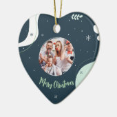 メリーカスタムクリスマス写真雪，パステル，ハート セラミックオーナメント (左)