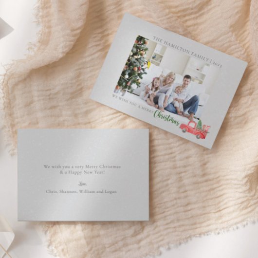 メリーカスタムクリスマス家族の写真ホリデーカード サンキューカード