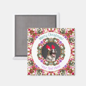 メリーカスタムクリスマス文字すてきグリーンレッド マグネット (正面/裏面)