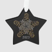 メリーカスタムクリスマス書道スター・オン・ブラック オーナメント (裏面)