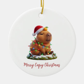 メリーカピークリスマス:のんきなカピバラ セラミックオーナメント