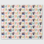 メリーカラフルのクリスマス写真おもしろい ラッピングペーパー (フラット)