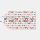 メリーカラフルはっきりしたクリスマスの贈り物ラベル ギフトタグ (裏面横)