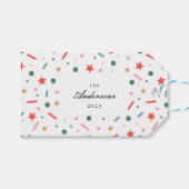 メリーカラフルはっきりしたクリスマスの贈り物ラベル ギフトタグ (正面(横))