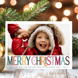 メリーカラフルクリスマスかわいいレトロスターの写真 シーズンカード