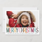 メリーカラフルクリスマスかわいいレトロスターの写真 シーズンカード (正面)