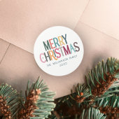 メリーカラフルクリスマスかわいいレトロスター ラウンドシール