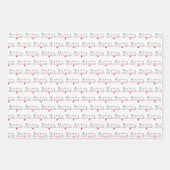 メリーカラフルクリスマスとオーナメントパターン、おもしろい ラッピングペーパーシート (正面)