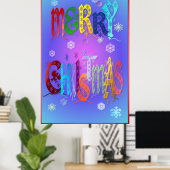 メリーカラフルクリスマスのポスター大 ポスター (ホームオフィス)