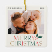 メリーカラフルクリスマスの写真 セラミックオーナメント (正面)