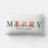 メリーカラフルクリスマスの家族の名前 ランバークッション (裏面)