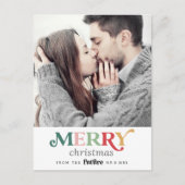 メリーカラフルクリスマスの日付写真を保存 シーズンポストカード (正面)