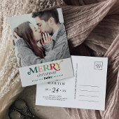 メリーカラフルクリスマスの日付写真を保存 シーズンポストカード