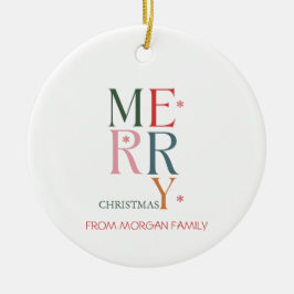 メリーカラフルクリスマスの雪 セラミックオーナメント