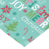 メリーカラフルクリスマスタイポグラフィモダンフローラ ショートテーブルランナー (コーナー)