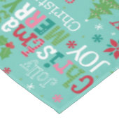 メリーカラフルクリスマスタイポグラフィモダンフローラ テーブルクロス (アングル)