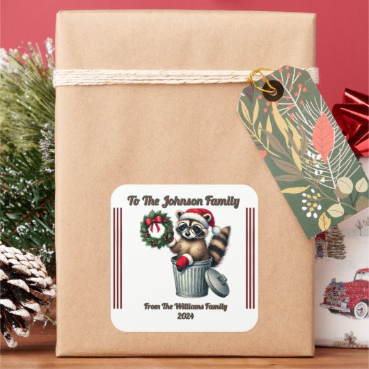 メリーカラフルクリスマスフェスティバルプレゼントのステッカー スクエアシール (クリスマス)