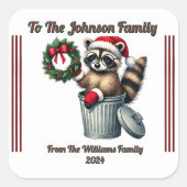 メリーカラフルクリスマスフェスティバルプレゼントのステッカー スクエアシール (正面)