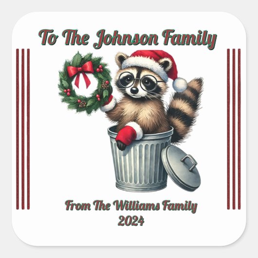 メリーカラフルクリスマスフェスティバルプレゼントのステッカー スクエアシール (正面)