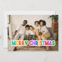 メリーカラフルクリスマスフォトカード