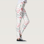 メリーカラフルクリスマスヴィンテージスタイルパターン レギンス (右)