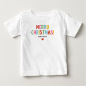 メリーカラフルクリスマス一致ファミリーベビー ベビーTシャツ (正面)