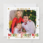 メリーカラフルクリスマス家族金ゴールド シーズンカード (正面)