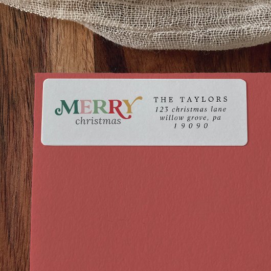 メリーカラフルクリスマス差出人住所ラベル ラベル