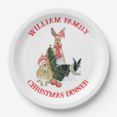 メリーカラフルクリスマス文字かわいいクリスマスパーティー ペーパープレート (正面)