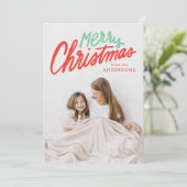 メリーカラフルクリスマス赤と緑の写真 シーズンカード (スタンド正面)