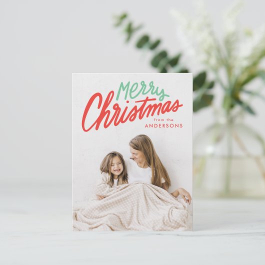 メリーカラフルクリスマス赤と緑2の写真 シーズンポストカード (スタンド正面)