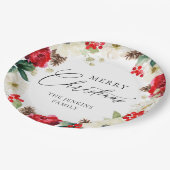 メリーカラフルクリスマス赤フローラ ペーパープレート (アングル)